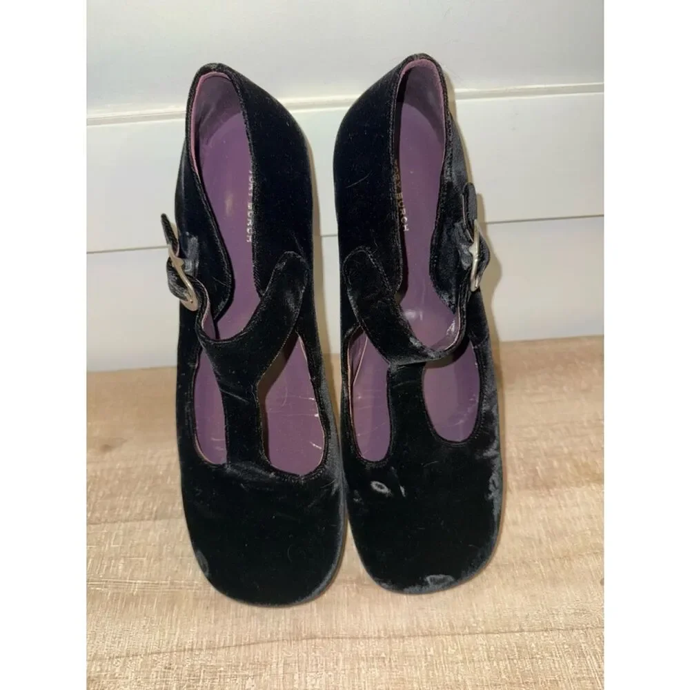Tory Burch Violet T Strap Shoe in Velvet Black
